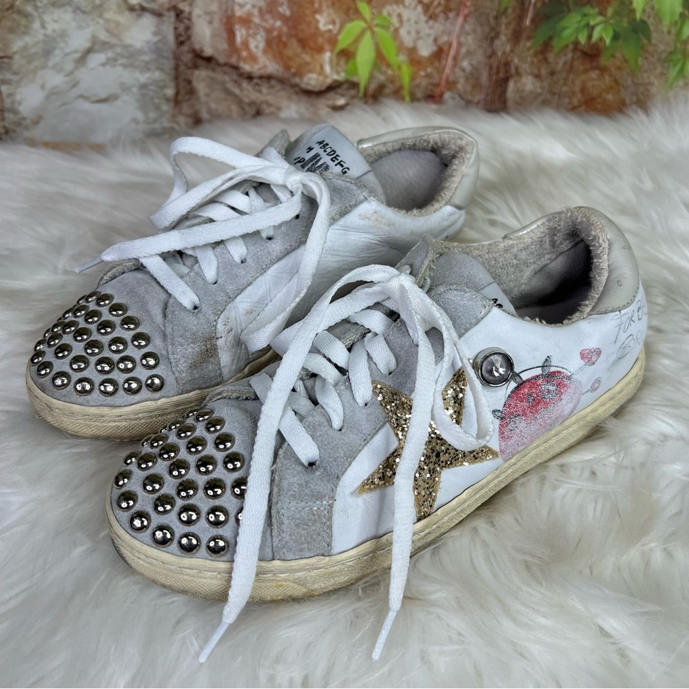 MELINE Lace Up Italian Embellished Sneakers, 38 - Picture 2 of 11